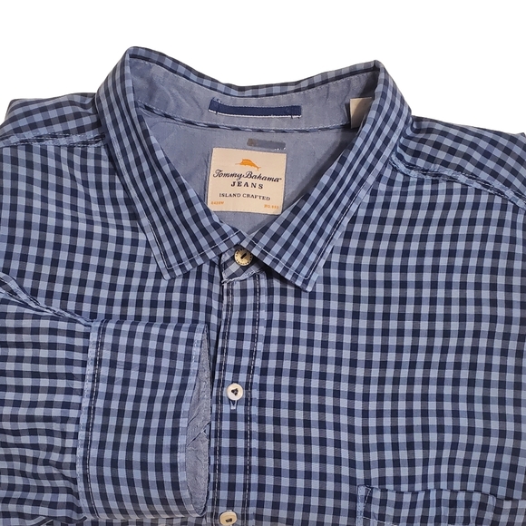 Tommy Bahama Blue Checkered Long Sleeve Button Up Men's 3XL Shirt - Picture 1 of 10